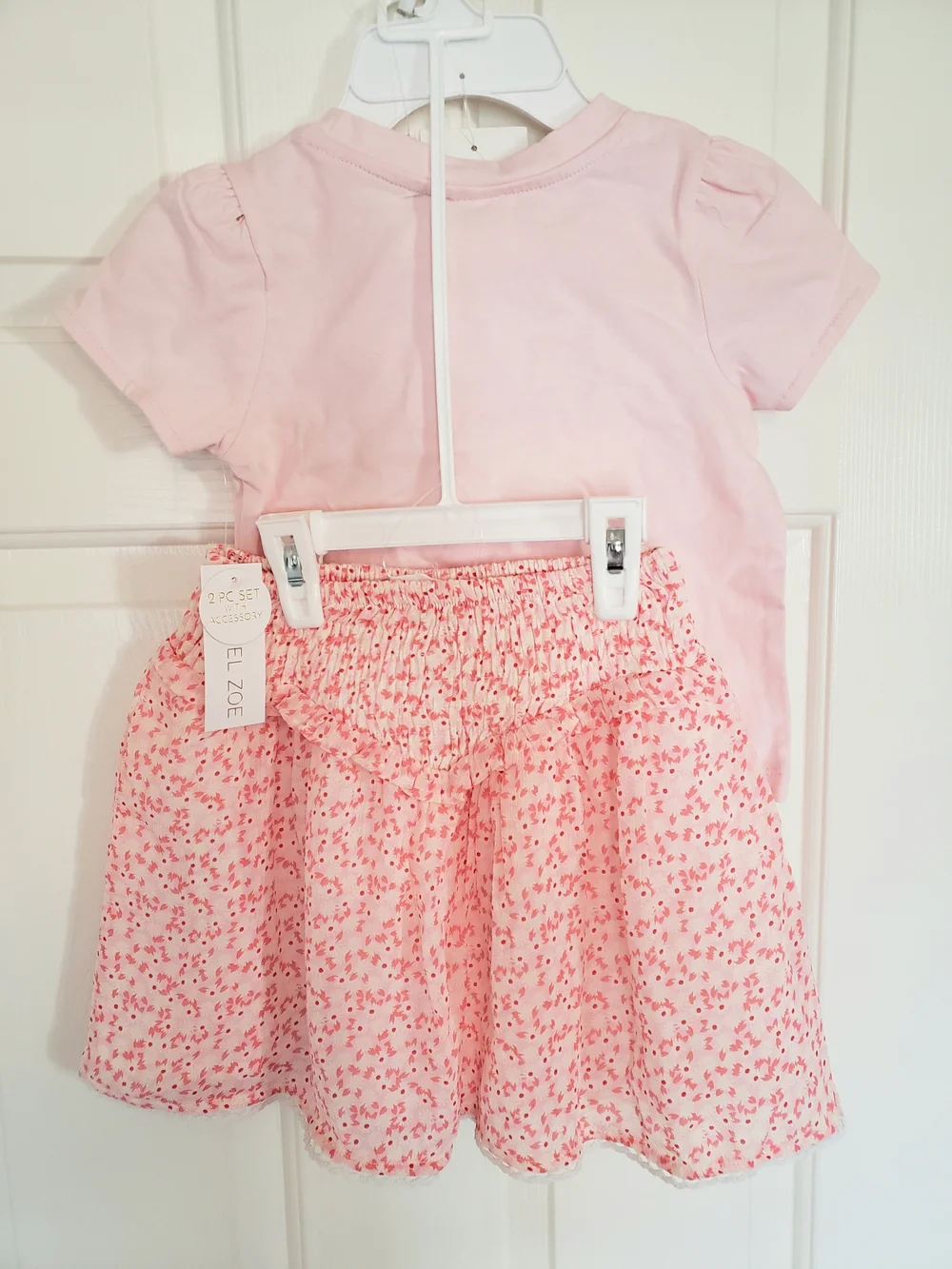 Rachel Zoe Pink Floral Tee & Skirt Set with Matching Headband